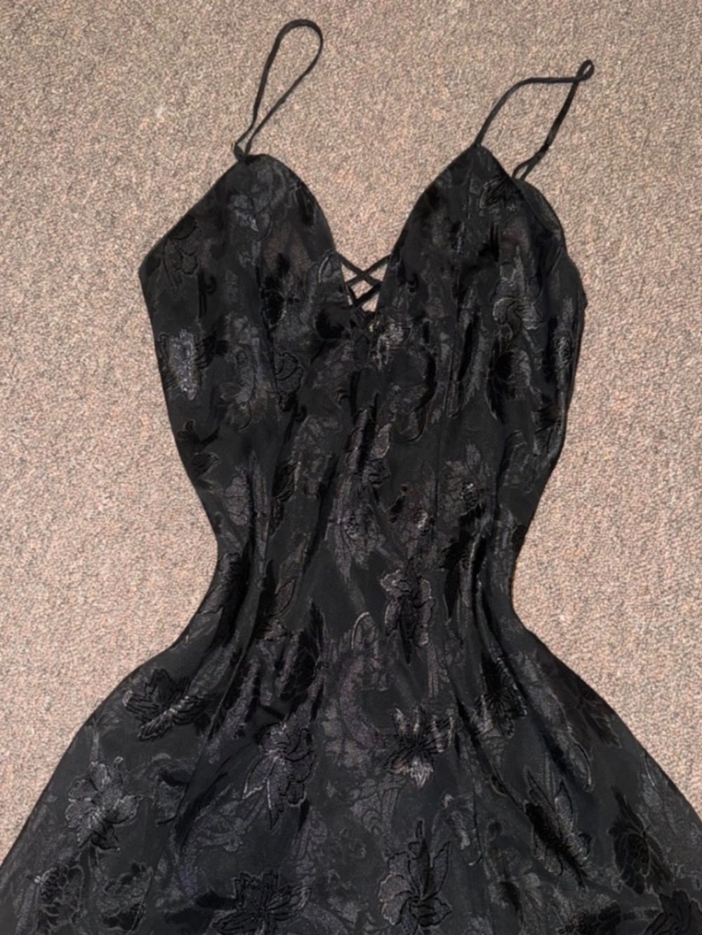 Black lace slip dress
